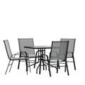 Square Patio Table & 4 Chairs — 31.5″, Gray