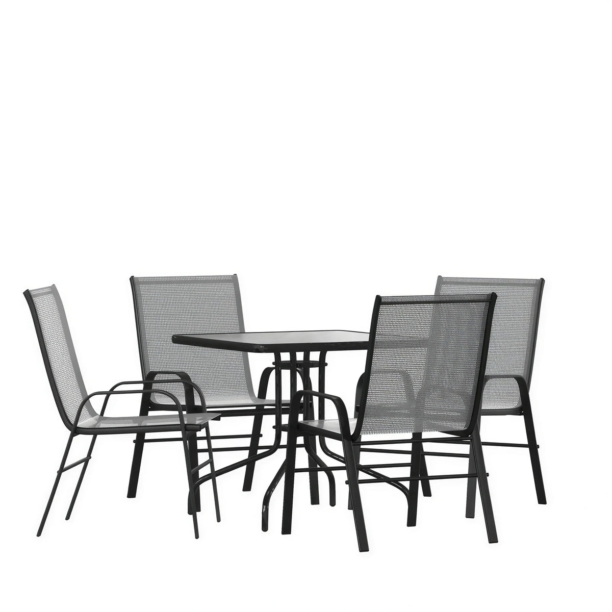 Square Patio Table & 4 Chairs — 31.5″, Gray