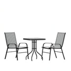 Square Patio Table & 2 Chairs — Gray