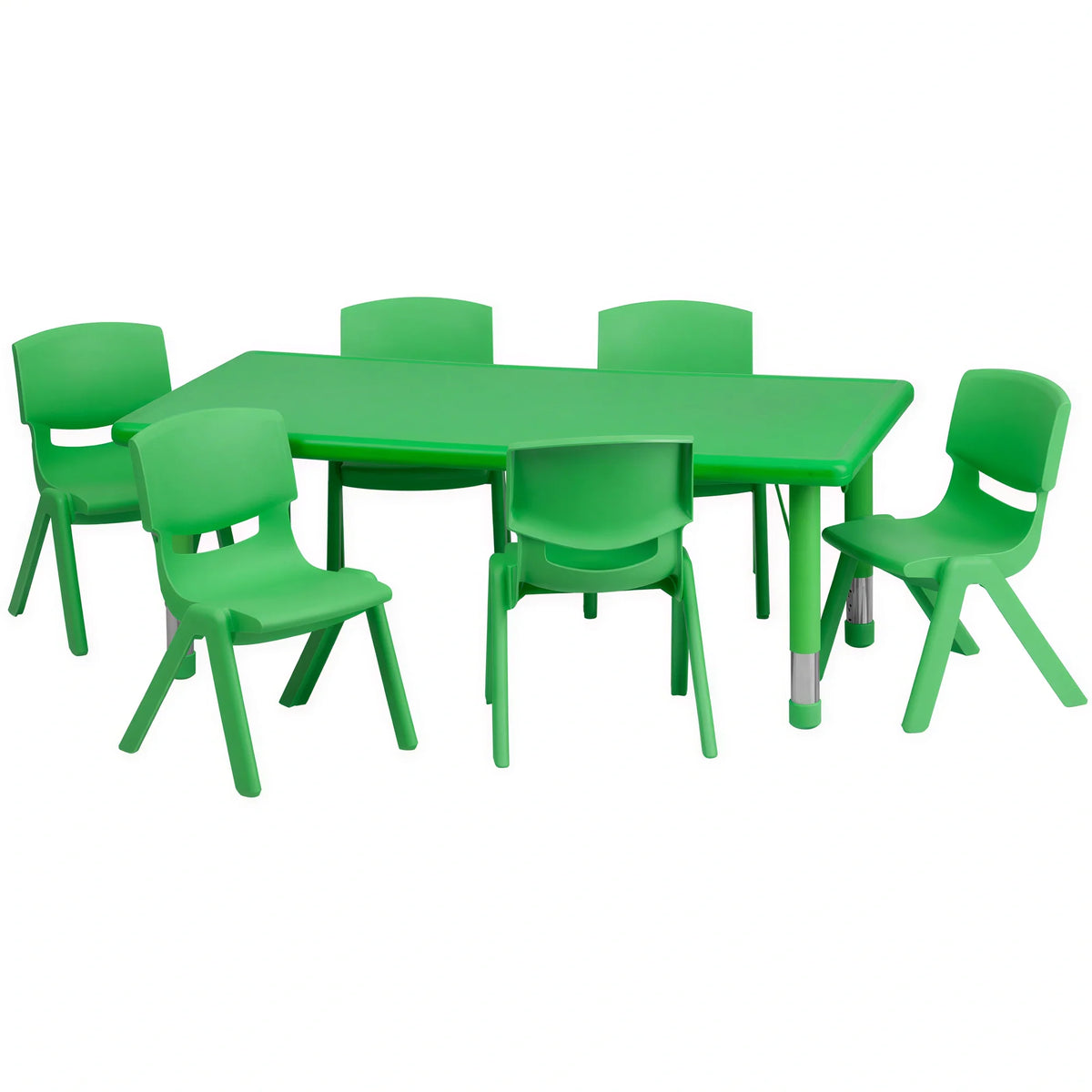 Rectangular Activity Table & 6 Chairs — Green