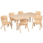 Rectangular Activity Table & 6 Chairs (YU-YCX-0013-2-RECT-TBL-NAT-E)