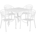Square Patio Table & 4 Chairs — White