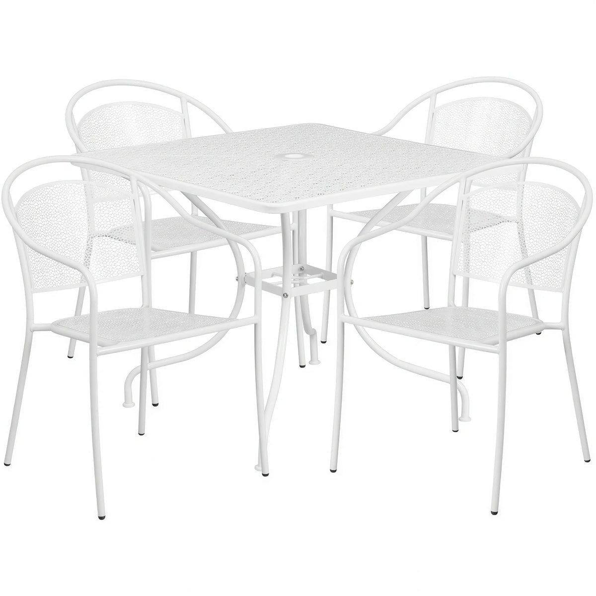 Square Patio Table & 4 Chairs — White