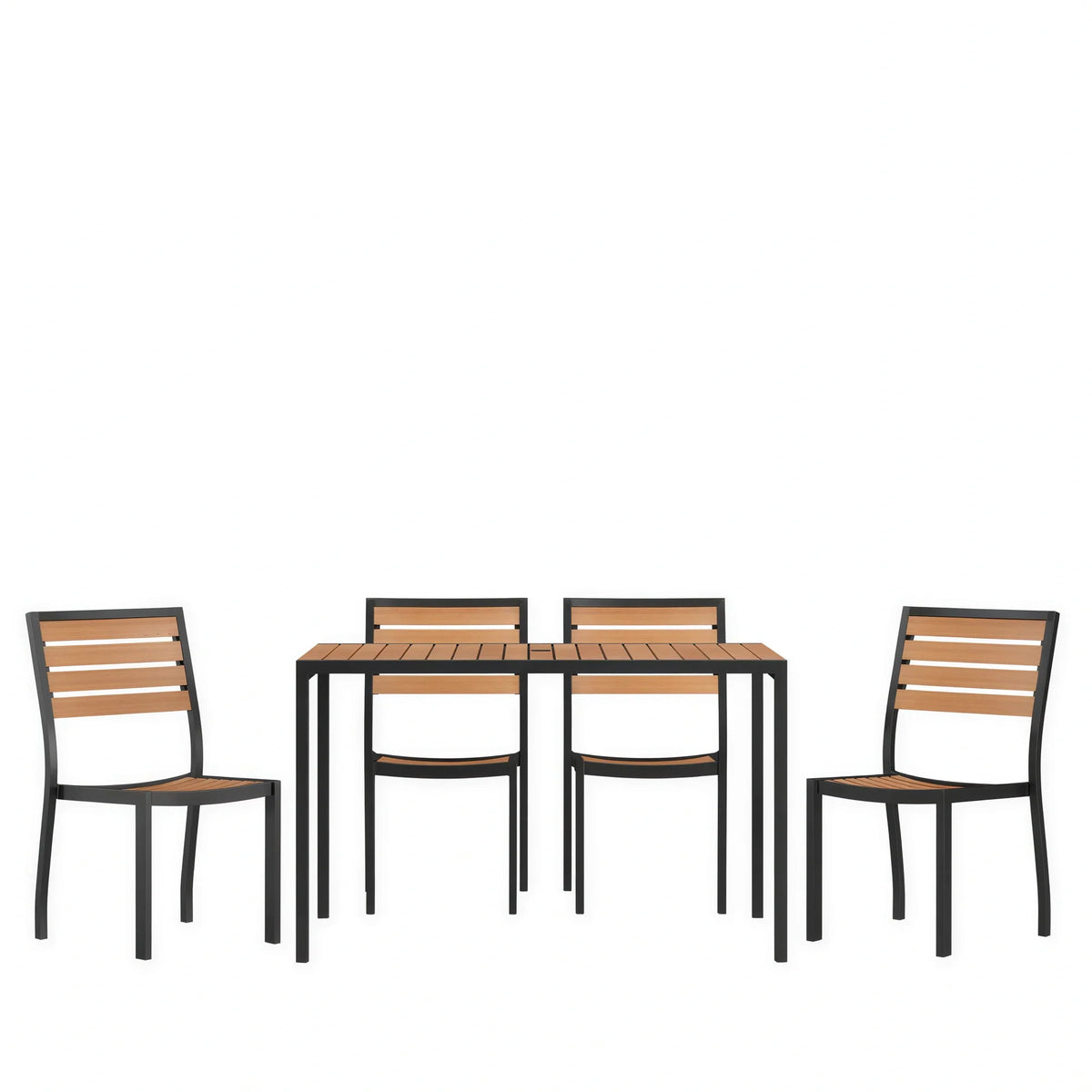 Rectangular Patio Table & 4 Chairs — With Umbrella (XU-DG-304860364)