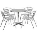 Round Dining Table & 4 Chairs (TLH-ALUM-32RD-017BCHR4)