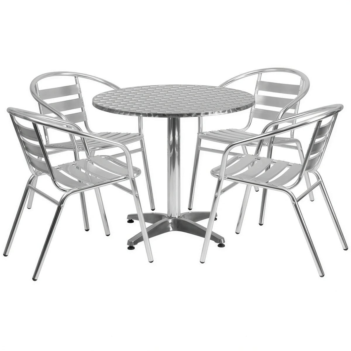 Round Dining Table & 4 Chairs (TLH-ALUM-32RD-017BCHR4)
