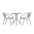 Round Dining Table & 2 Chairs — Silver