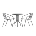 Round Dining Table & 2 Chairs — Silver