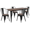 Rectangular Dining Table & 4 Chairs — 30-1/4″, Black