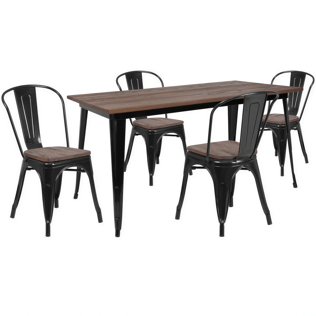 Rectangular Dining Table & 4 Chairs — 30-1/4″, Black