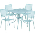 Square Patio Table & 4 Chairs — Sky Blue (CO-35SQ-02CHR4-SKY)