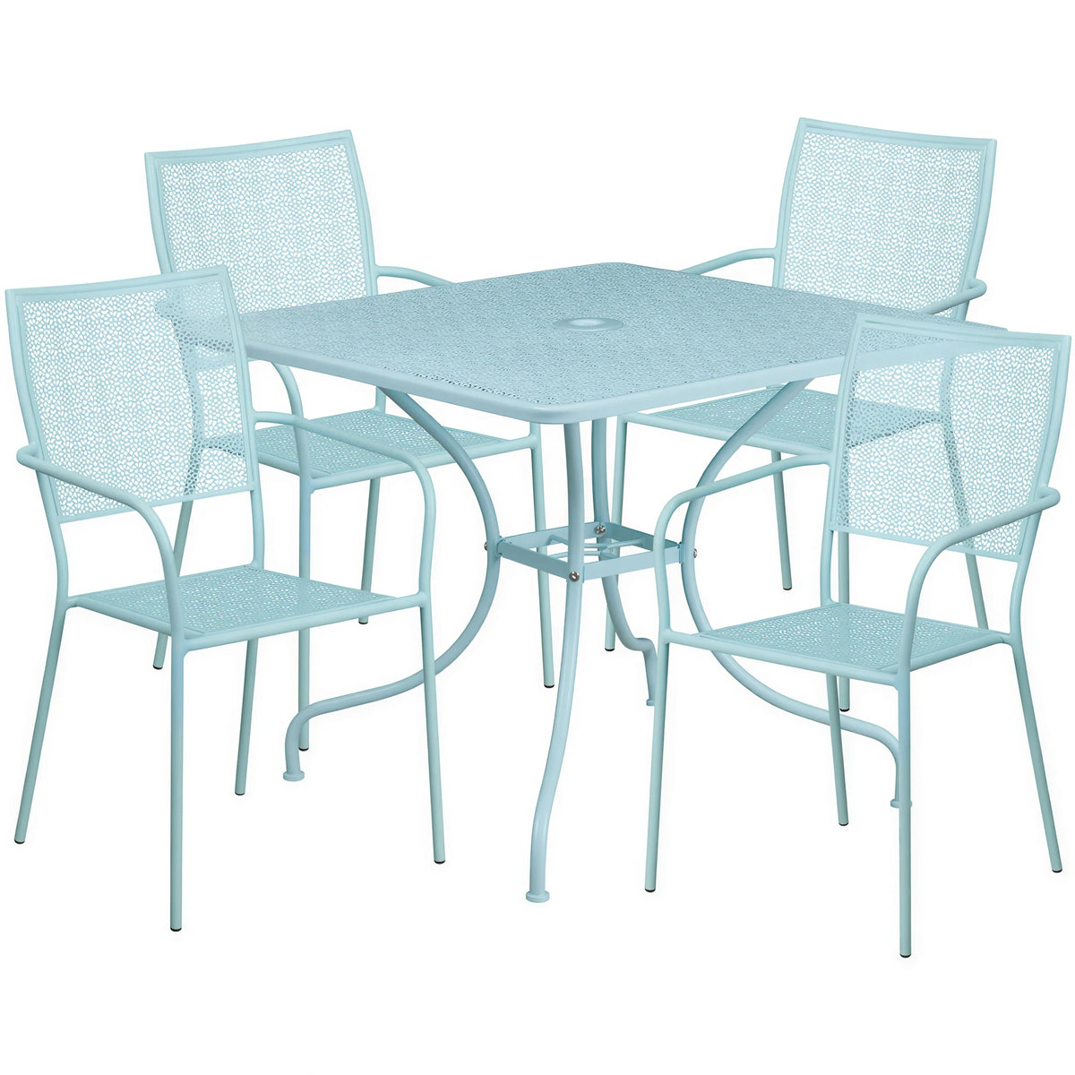 Square Patio Table & 4 Chairs — Sky Blue (CO-35SQ-02CHR4-SKY)