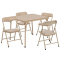 Square Folding Table & 4 Chairs — Tan