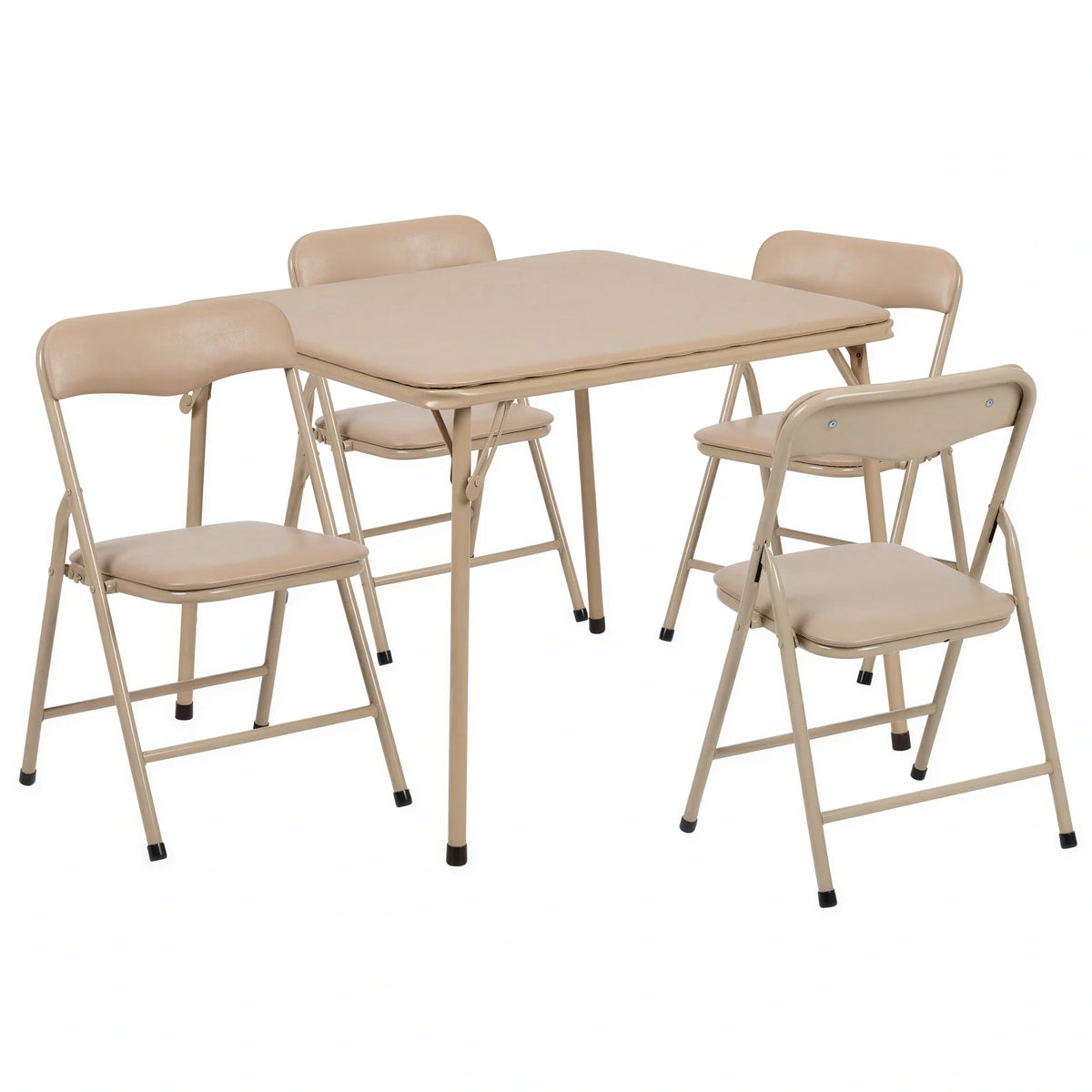 Square Folding Table & 4 Chairs — Tan