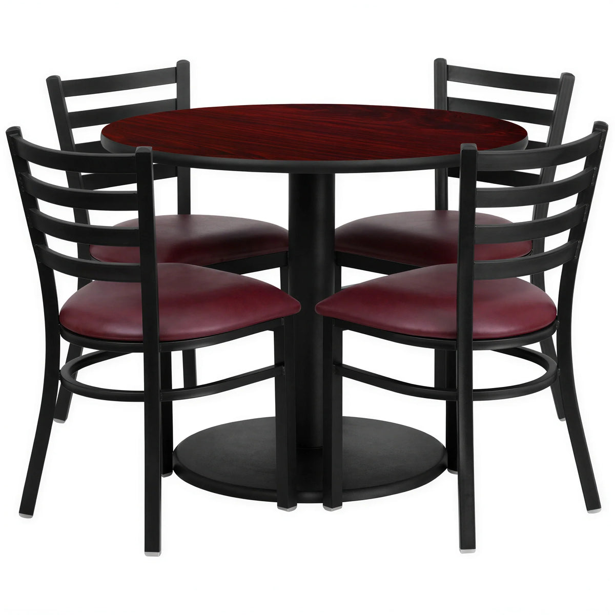 Round Dining Table & 4 Chairs — 36″, Mahogany (RSRB1006)