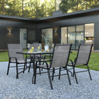 Patio Table & 4 Chairs — 55″, Gray