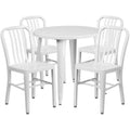 Round Dining Table & 4 Chairs — 30″, White (CH-51090TH-4-18VRT-WH)