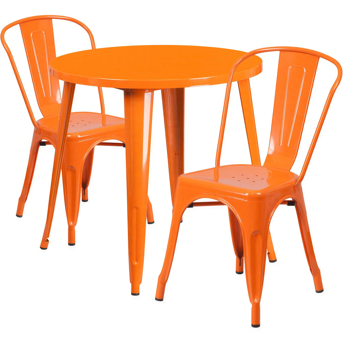 Round Dining Table & 2 Chairs — 30″, Orange
