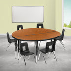 Round Activity Table & 6 Chairs — Oak/Black