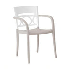 Grosfillex Moon Outdoor Resin Stacking Arm Chair — White, Case of 16