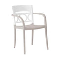 Grosfillex Moon Resin Outdoor Stacking Arm Chair — White, Case of 4