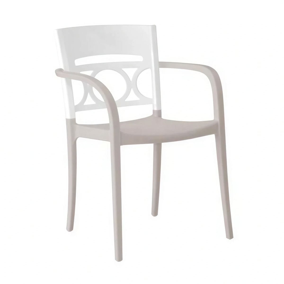 Grosfillex Moon Resin Outdoor Stacking Arm Chair — White, Case of 4