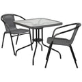 Square Dining Table & 2 Chairs — 28″, Gray