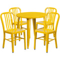 Round Dining Table & 4 Chairs — 30″, Yellow (CH-51090TH-4-18VRT-YL)