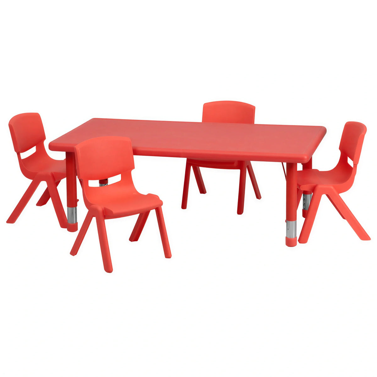 Rectangular Activity Table & 4 Chairs — Red