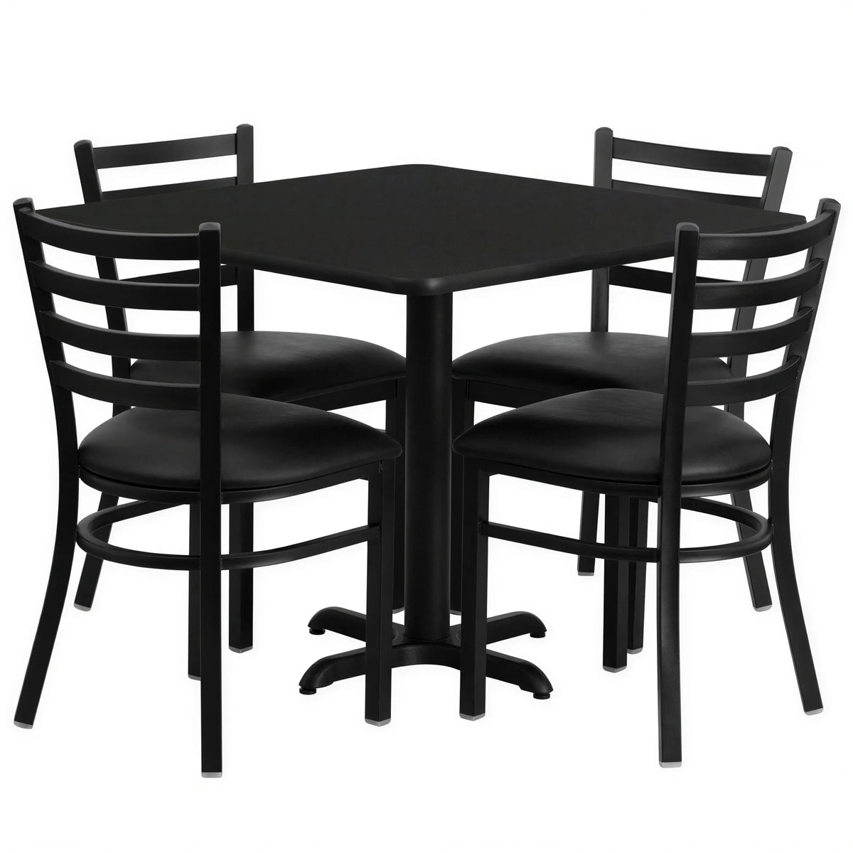 Square Dining Table & 4 Chairs — 36″, Black (HDBF1013)