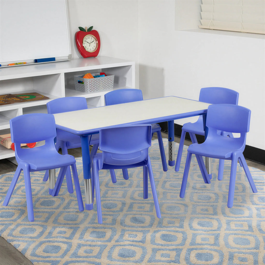 Rectangular Activity Table & 6 Chairs (YU-YCY-060-0036-RECT-TBL-BLUE)