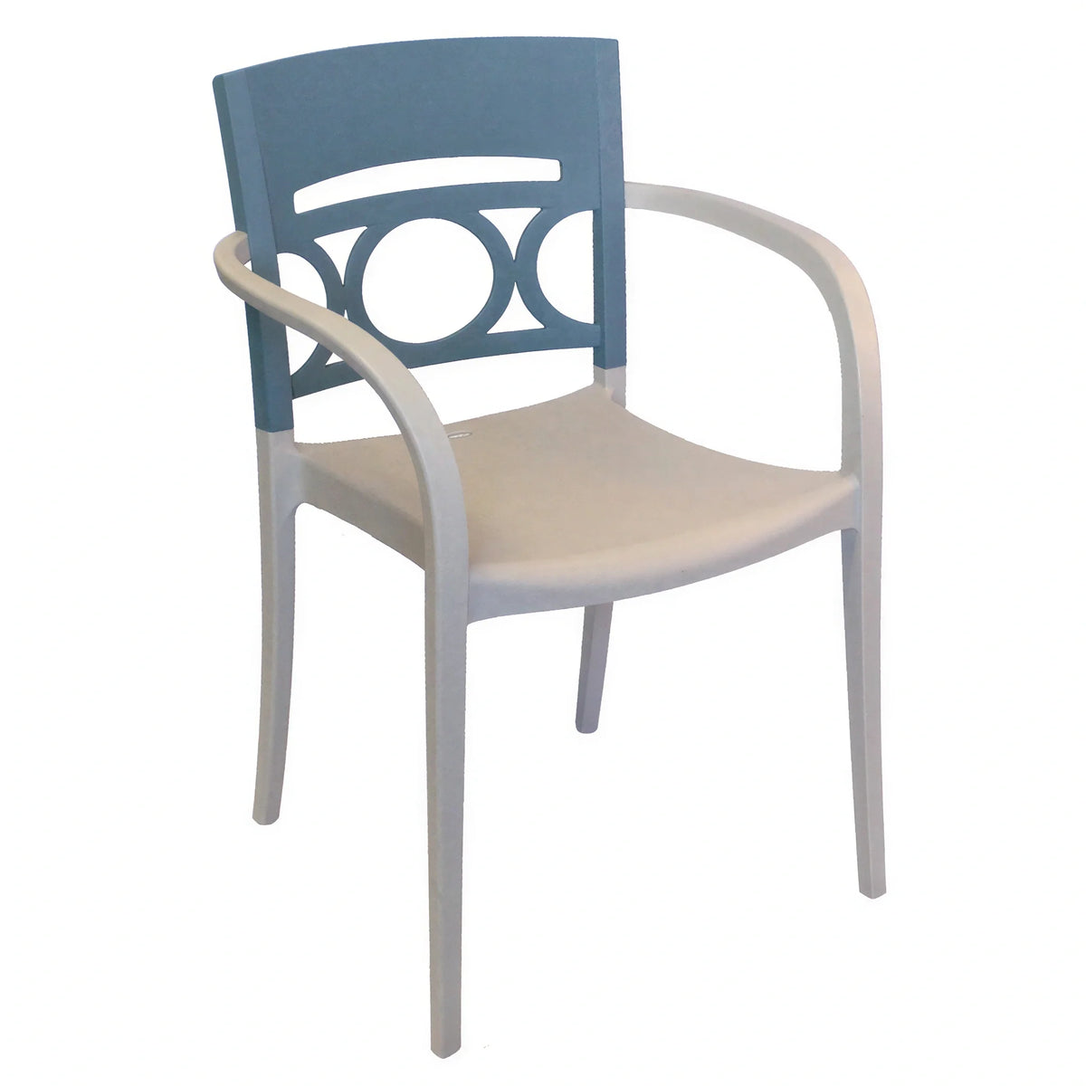 Grosfillex Moon Outdoor Resin Stacking Arm Chair — Blue, Case of 4
