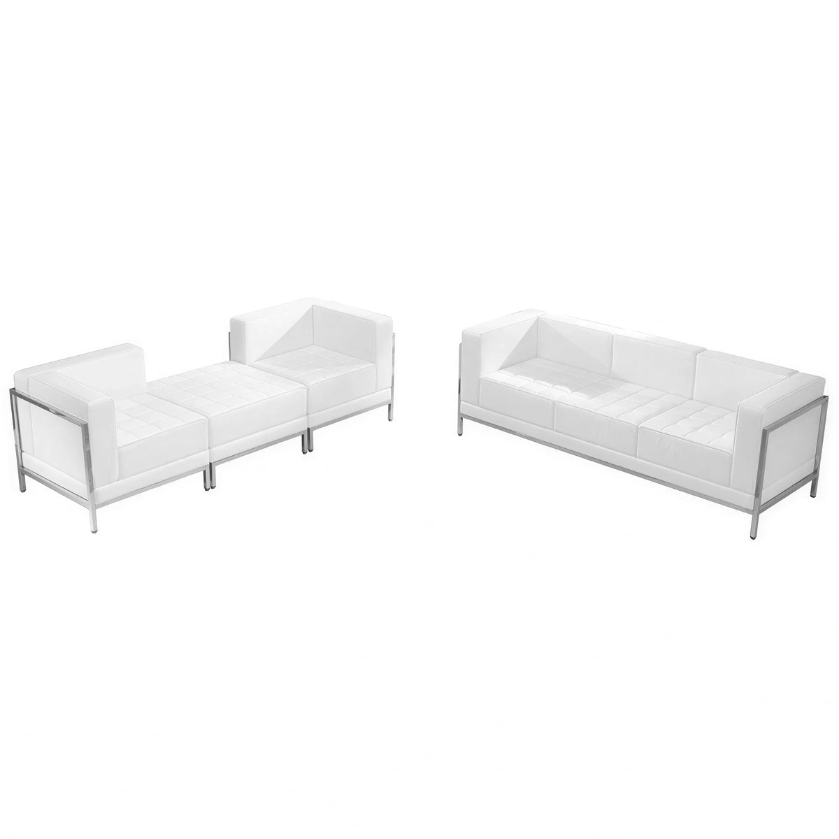 Imagination Sofa, 2 Lounge Chairs & Ottoman — White