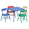 Square Folding Table & 4 Chairs — 24″, Blue