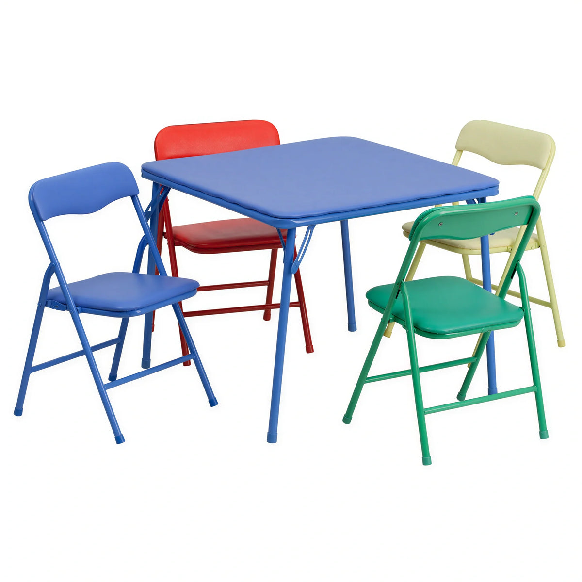 Square Folding Table & 4 Chairs — 24″, Blue