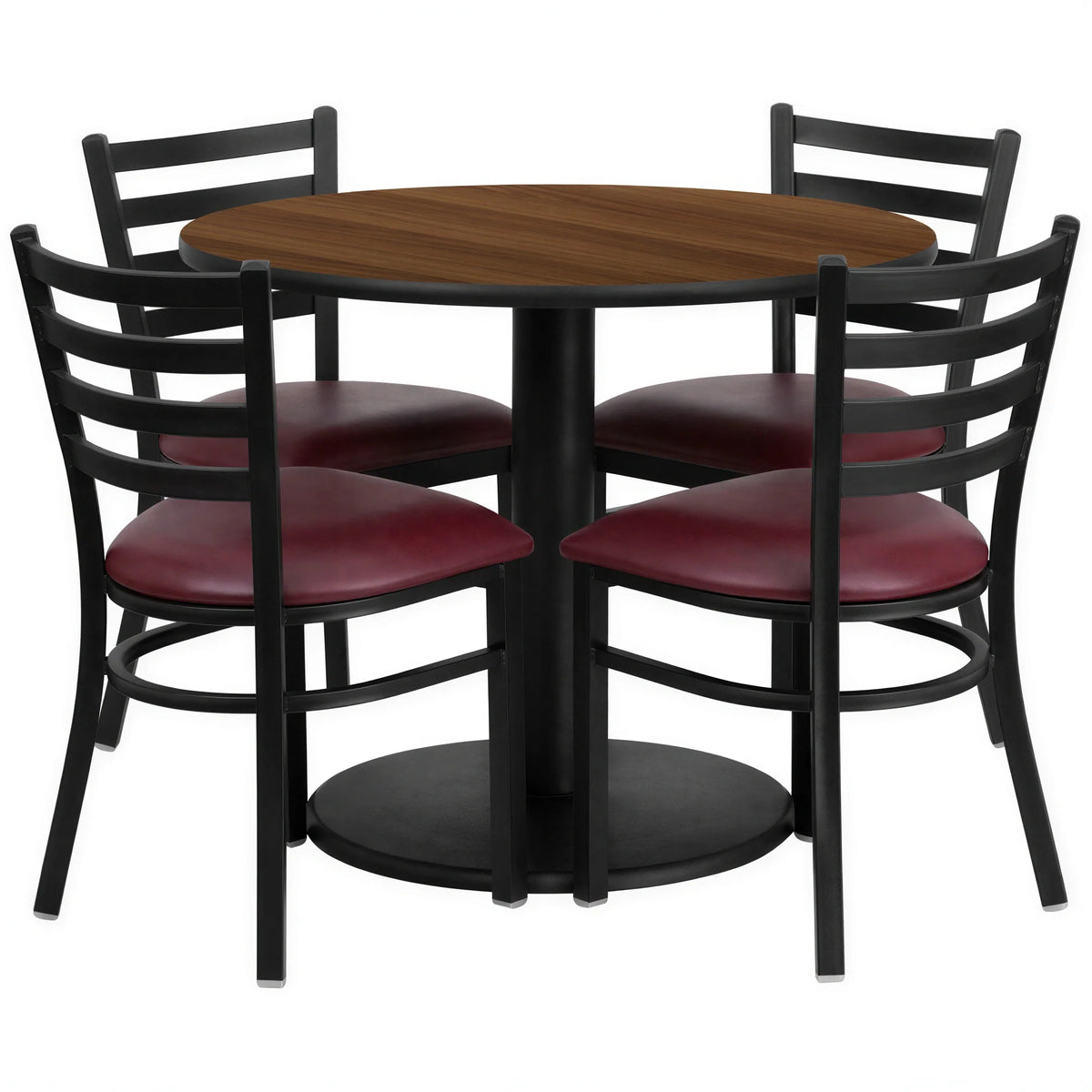 Round Dining Table & 4 Chairs — 36″, Walnut (RSRB1008)