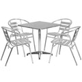 Square Dining Table & 4 Chairs (TLH-ALUM-28SQ-017BCHR4)