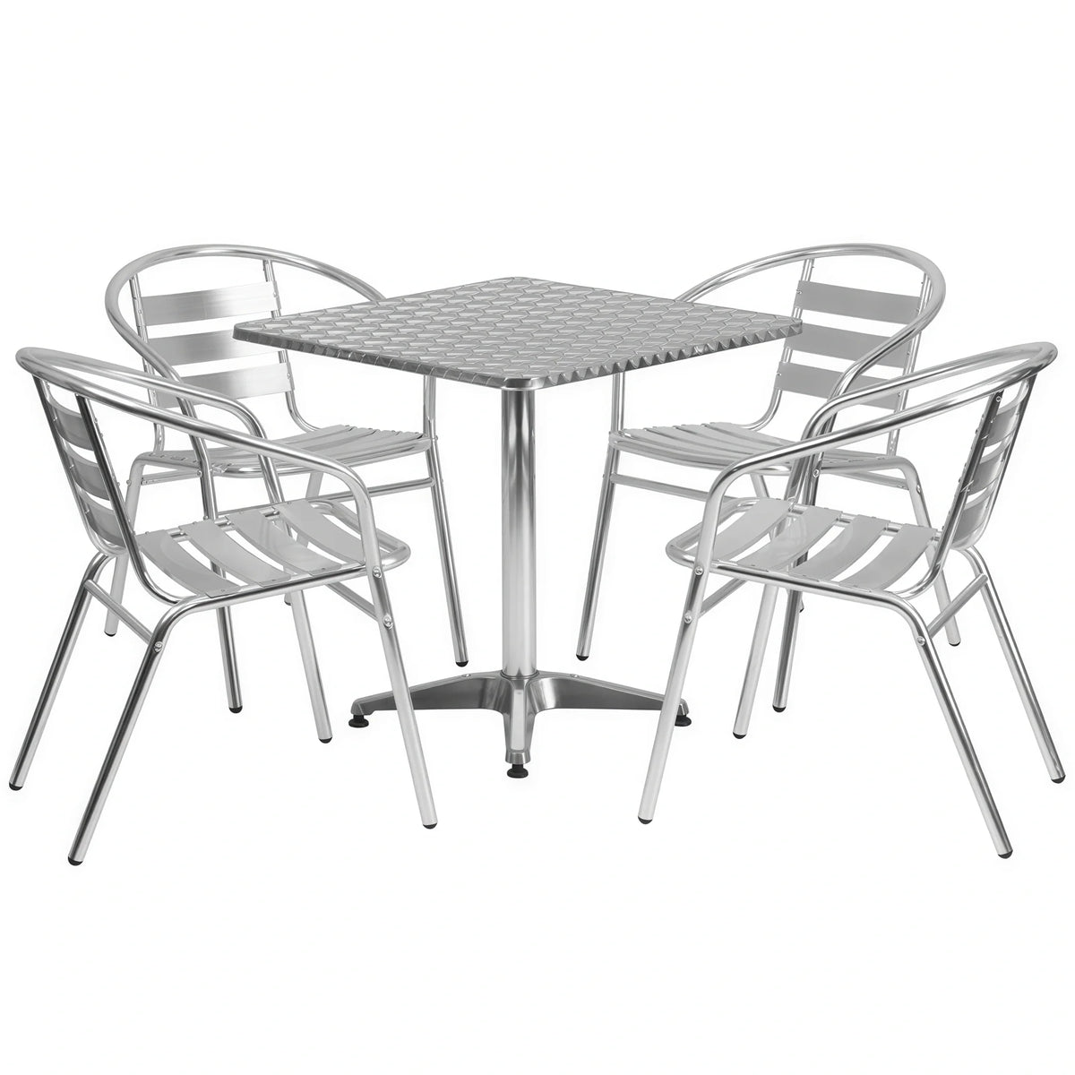 Square Dining Table & 4 Chairs (TLH-ALUM-28SQ-017BCHR4)