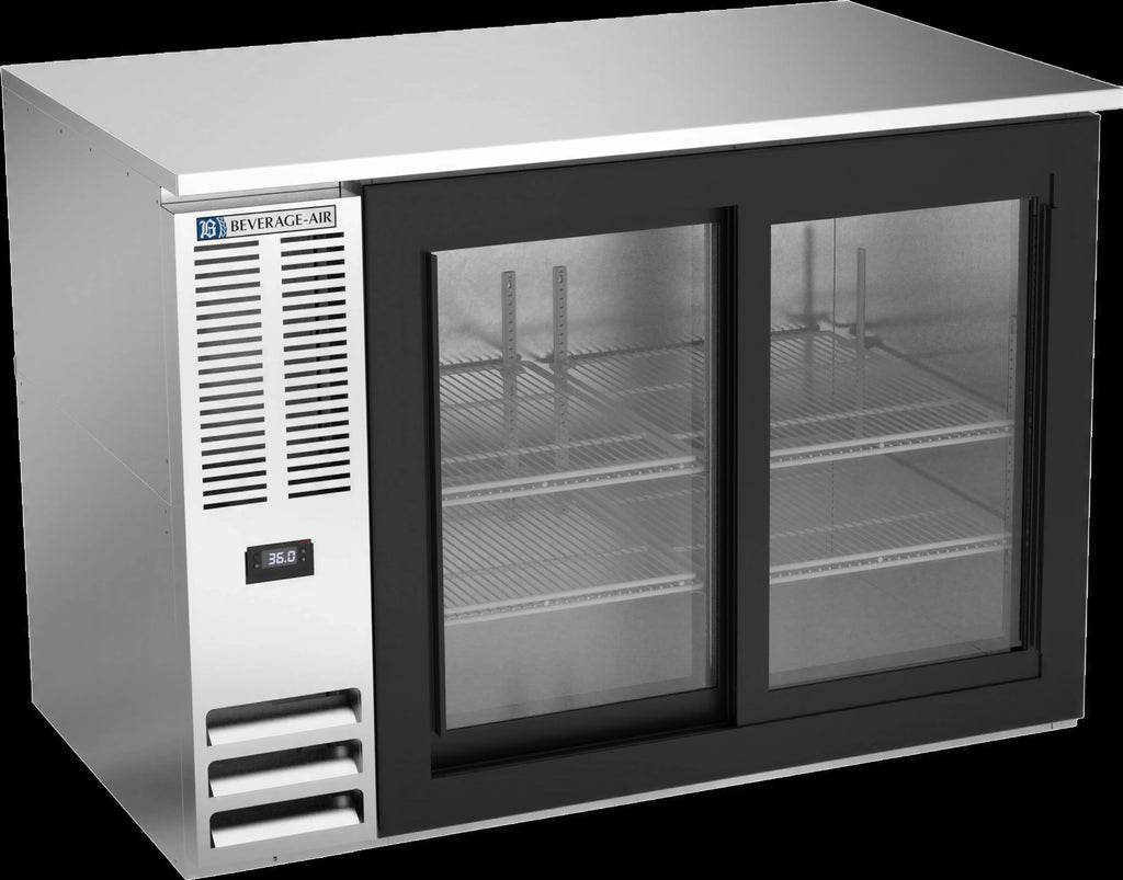 Beverage-Air Back Bar Refrigerator — 48″, Sliding Glass Doors, Stainless