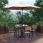 Square Patio Table & 4 Chairs — 35″, With Umbrella (XU-DG-810060064-UB19BTN)