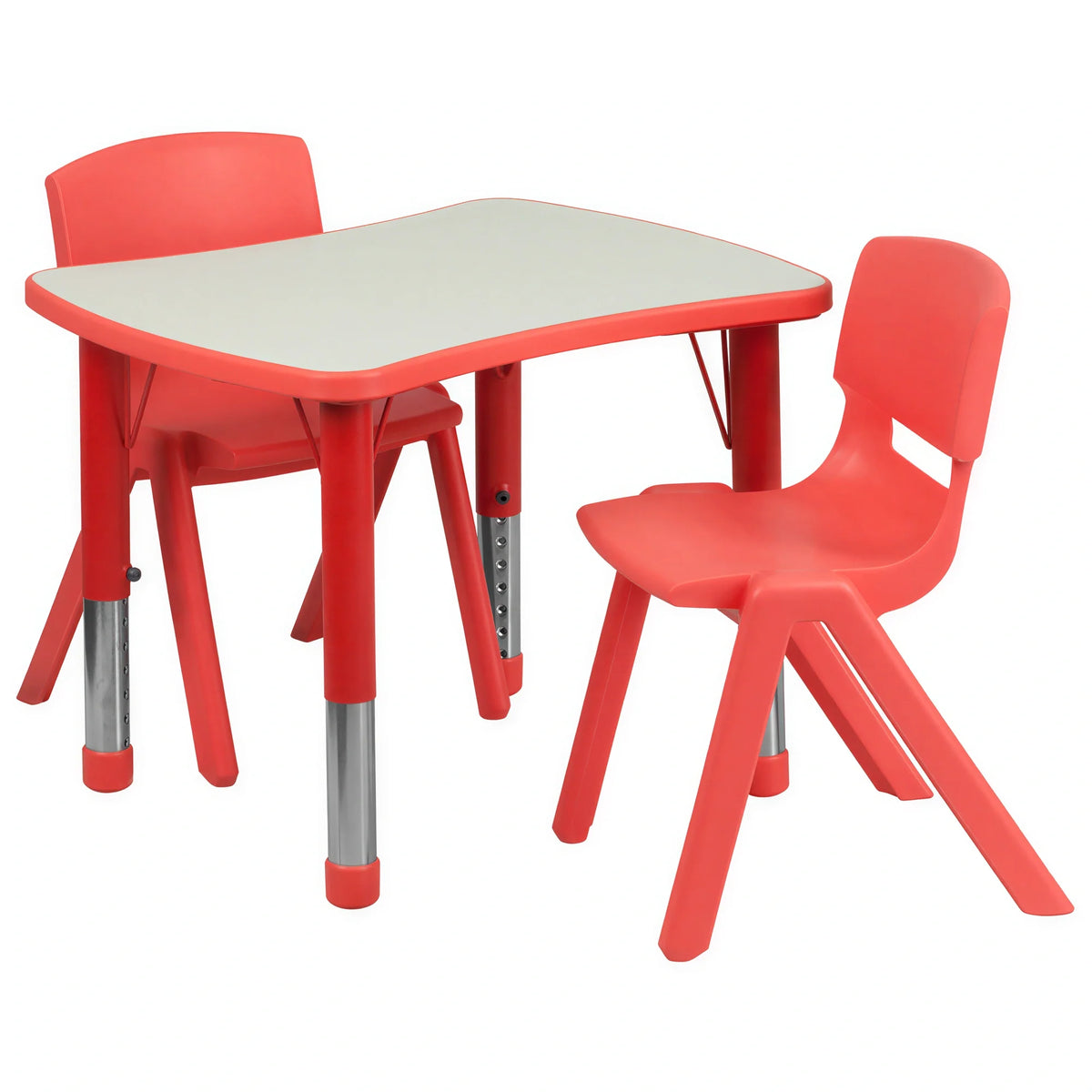 Rectangular Activity Table & 2 Chairs — Gray/Red