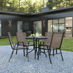 Round Patio Table & 4 Chairs — 31.5″, Brown