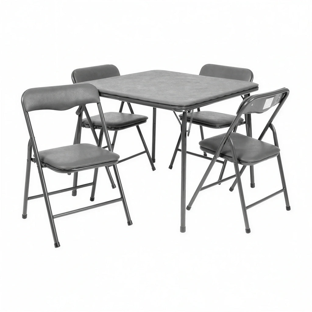 Square Folding Table & 4 Chairs — 24″, Gray