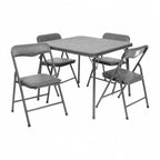 Square Folding Table & 4 Chairs — 24″, Gray