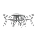 Round Dining Table & 4 Chairs — Silver