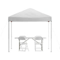 Pop-Up Canopy, Folding Table & 4 Chairs — 8' x 8'