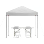 Pop-Up Canopy, Folding Table & 4 Chairs — 8' x 8'