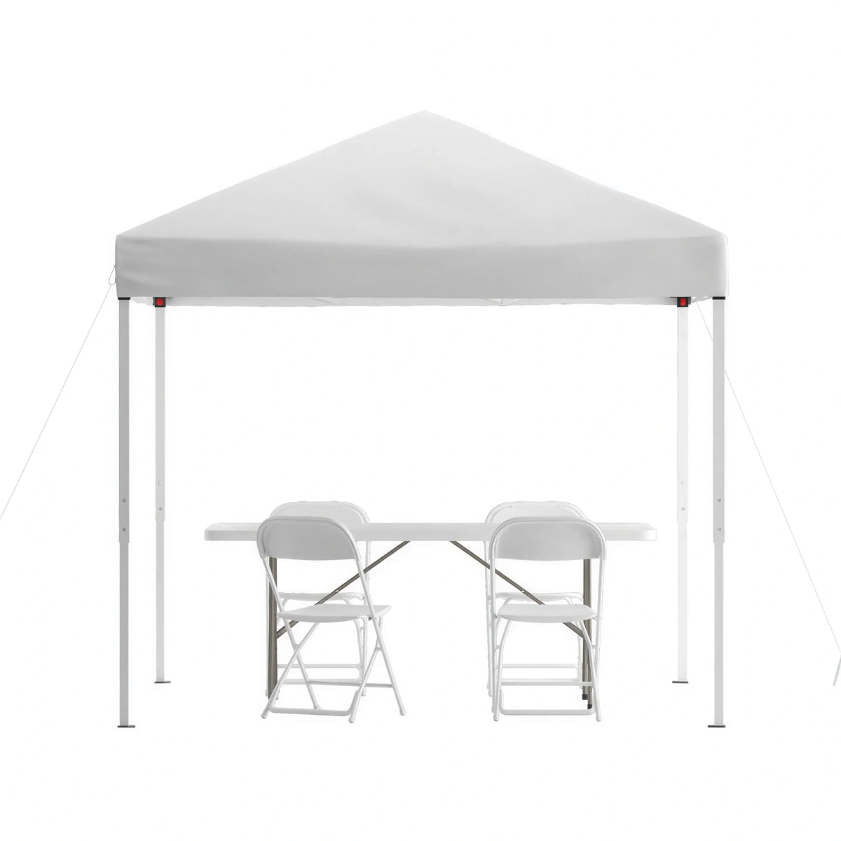 Pop-Up Canopy, Folding Table & 4 Chairs — 8' x 8'