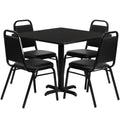 Square Dining Table & 4 Chairs — 36″, Black (HDBF1009)