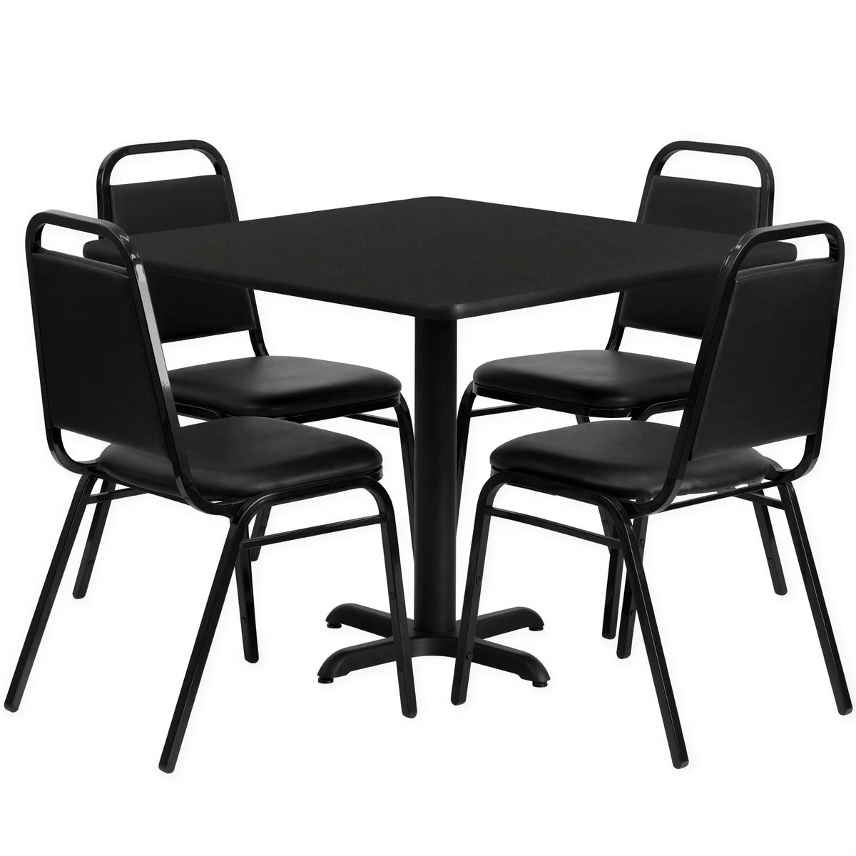 Square Dining Table & 4 Chairs — 36″, Black (HDBF1009)